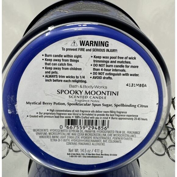 New/Boxed Bath & Body Works Spooky Moontini 3-Wick Halloween Candle Skull Lid - Picture 5 of 5
